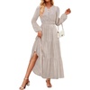 image:imageZESICA Womens 2026 Fall Boho Floral Long Sleeve Maxi DressesBeige