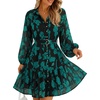image:imageZESICA Womens 2026 Fall Long Sleeve Floral Mini DressTurquoise