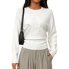 image:imageZESICA Womens 2026 Fall Long Sleeve Floral Ruched Cute SweatersWhite