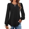 image:imageZESICA Womens 2026 Fall Long Sleeve Tops Casual Eyelet Crew Neck BlousesBlack