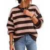 image:imageZESICA Womens 2026 Fall Oversized Striped Cozy Casual Long Sleeve SweatersPink Coffee
