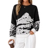image:imageZESICA Womens 2026 Fall Winter Crewneck Oversized Printed SweatersBlack