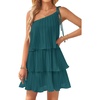 image:imageZESICA Womens 2026 Summer Boho Sleeveless Ruffle Mini DressTeal