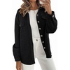 image:imageZESICA Womens Casual Long Sleeve Button Down Loose Shacket Jacket CoatBlack