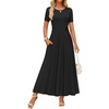 image:imageZESICA Womens Casual Summer 2026 Short Sleeve Maxi DressBlack