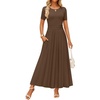 image:imageZESICA Womens Casual Summer 2026 Short Sleeve Maxi DressCoffee