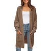 image:imageZESICA Womens Fall 2025 Long Batwing Sleeve Open Front Chunky Knit Cardigan SweaterKhakiLarge