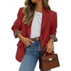 image:imageZESICA Womens Fall Business Casual Open Front Button BlazerWine