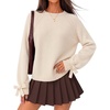 image:imageZESICA Womens Fall Cute Bow Cable Knit Pullover Cozy SweatersApricot