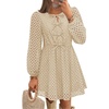 image:imageZESICA Womens Fall Cute Hollow Out Long Sleeve Mini DressesApricot