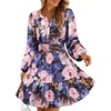 image:imageZESICA Womens Fall Floral Long Sleeve Wedding Guest Mini DressesRoyal