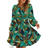 image:imageZESICA Womens Fall Floral Long Sleeve Wedding Guest Mini DressesTurquoise