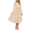 image:imageZESICA Womens Fall Long Sleeve Pleated Knit Sweater DressApricot