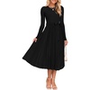 image:imageZESICA Womens Fall Long Sleeve Pleated Knit Sweater DressBlack