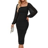 image:imageZESICA Womens Fall Long Sleeve Wedding Guest Midi DressesBlack
