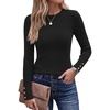 image:imageZESICA Womens Fall Winter Cozy Sweaters Fitted Knit Pullover TopsBlack