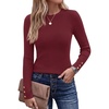 image:imageZESICA Womens Fall Winter Cozy Sweaters Fitted Knit Pullover TopsWine