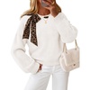 image:imageZESICA Womens Fall Winter Cute Bow Tie Oversized SweatersWhite