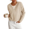 image:imageZESICA Womens Fall Winter Henley Neck Oversized Sweater TopsApricot