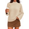 image:imageZESICA Womens Fall Winter Mock Neck Metal Button Pullover SweatersApricot