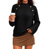 image:imageZESICA Womens Fall Winter Mock Neck Metal Button Pullover SweatersBlack