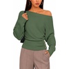 image:imageZESICA Womens Fall Winter Off Shoulder Sweaters Elegant Pullover TopsArmy Green