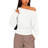 image:imageZESICA Womens Fall Winter Off Shoulder Sweaters Elegant Pullover TopsWhite