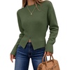 image:imageZESICA Womens Fall Zipper Pullover Sweaters 2026 Cozy Ribbed Knit TopsArmygreen