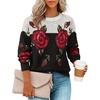 image:imageZESICA Womens Floral Long Sleeve Crewneck Pullover SweatersBlack