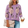 image:imageZESICA Womens Floral Long Sleeve Crewneck Pullover SweatersPurple
