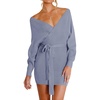 image:imageZESICA Womens Long Batwing Sleeve Wrap V Neck Sweater DressBlue