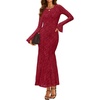 image:imageZESICA Womens Long Sleeve Floral Lace Cocktail Wedding Guest Maxi DressesRed