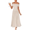 image:imageZESICA Womens Off Shoulder A Line Wedding Guest Maxi DressApricot