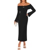 image:imageZESICA Womens Off The Shoulder Fall Sweater DressBlack