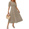 image:imageZESICA Womens Summer Short Puff Sleeve Floral Lace Maxi DressesAlmond