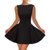image:imageZESICA Womens Summer Sleeveless Boat Neck Cocktail Mini DressBlack