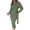 image:imageZESICA Womens Turtleneck Long Sleeve Bodycon Midi Sweater DressesArmygreen