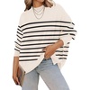image:imageZESICA Womens Winter Oversized Striped Ribbed Knit SweaterApricotstripe