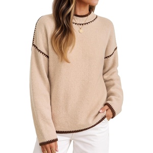 image:imageZESICA Fall Sweater for Women Mock Neck Oversized OutfitsApricot