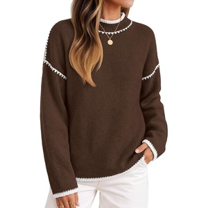 image:imageZESICA Fall Sweater for Women Mock Neck Oversized OutfitsCoffee