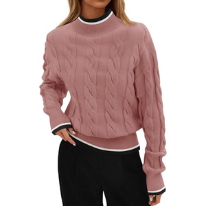 image:imageZESICA Fall Winter Mock Neck Chunky Sweaters for WomenDusty Pink