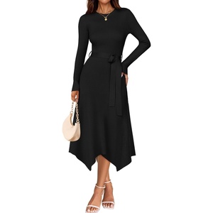 image:imageZESICA Long Sleeve Sweater Dresses Wedding Guest Midi DressBlack