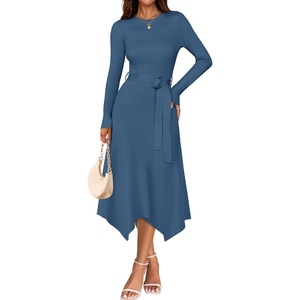 image:imageZESICA Long Sleeve Sweater Dresses Wedding Guest Midi DressDark Blue