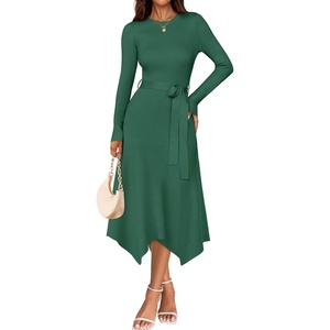 image:imageZESICA Long Sleeve Sweater Dresses Wedding Guest Midi DressGreen
