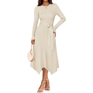 image:imageZESICA Long Sleeve Sweater Dresses Wedding Guest Midi DressIvory