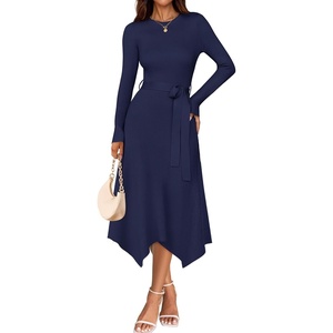 image:imageZESICA Long Sleeve Sweater Dresses Wedding Guest Midi DressNavy
