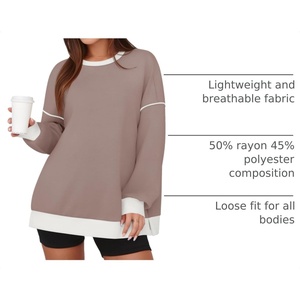 image:imageZESICA Sweatshirts for Women Casual Long Sleeve Crewneck Contrast Color Oversized Pullover Tops Trendy ClothesSandLarge