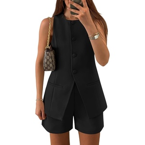 image:imageZESICA Womens 2 Piece Short Sets Business Casual Matching Set OutfitsBlack