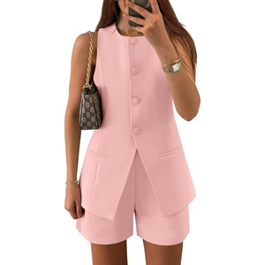 image:imageZESICA Womens 2 Piece Short Sets Business Casual Matching Set OutfitsPink