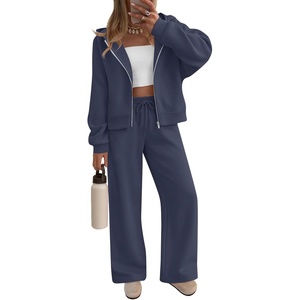 image:imageZESICA Womens 2 Piece Zip Up Sweat Sets Fall Airport Travel OutfitsDarknavy